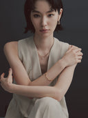 Dual Chain Pearl Necklace［Stainless］