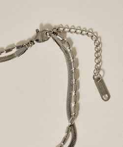 Bar & Snake Double Chain Bracelet［Stainless］