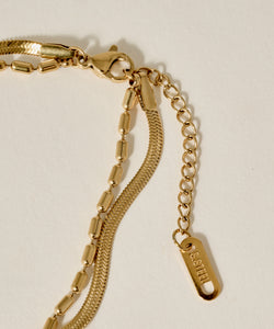 Bar & Snake Double Chain Bracelet［Stainless］