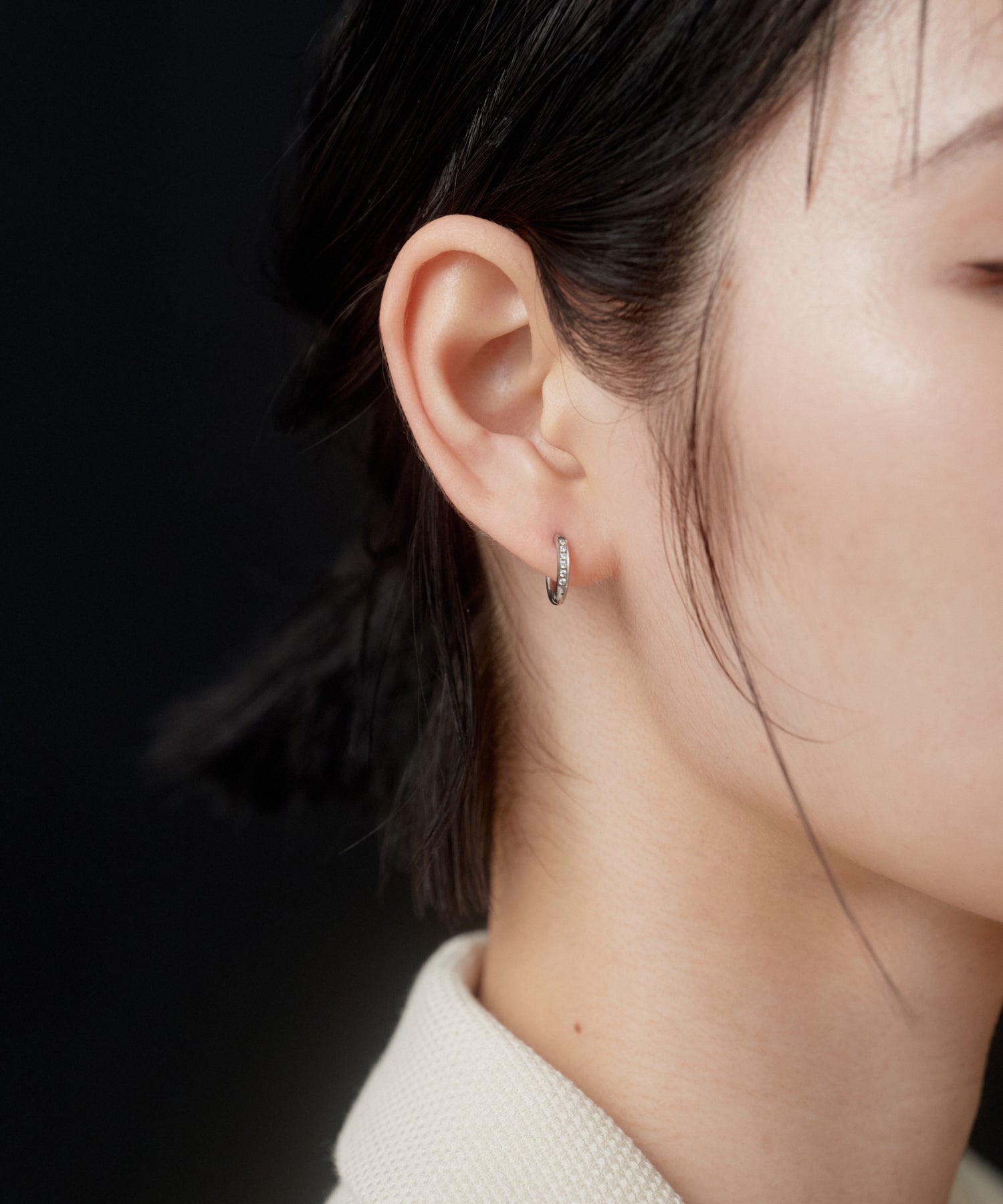 CZ Hinged Hoop Pierce [Stainless] | Adult's affordable earrings