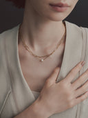 Dual Chain Pearl Necklace［Stainless］