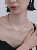 Dual Chain Pearl Necklace［Stainless］