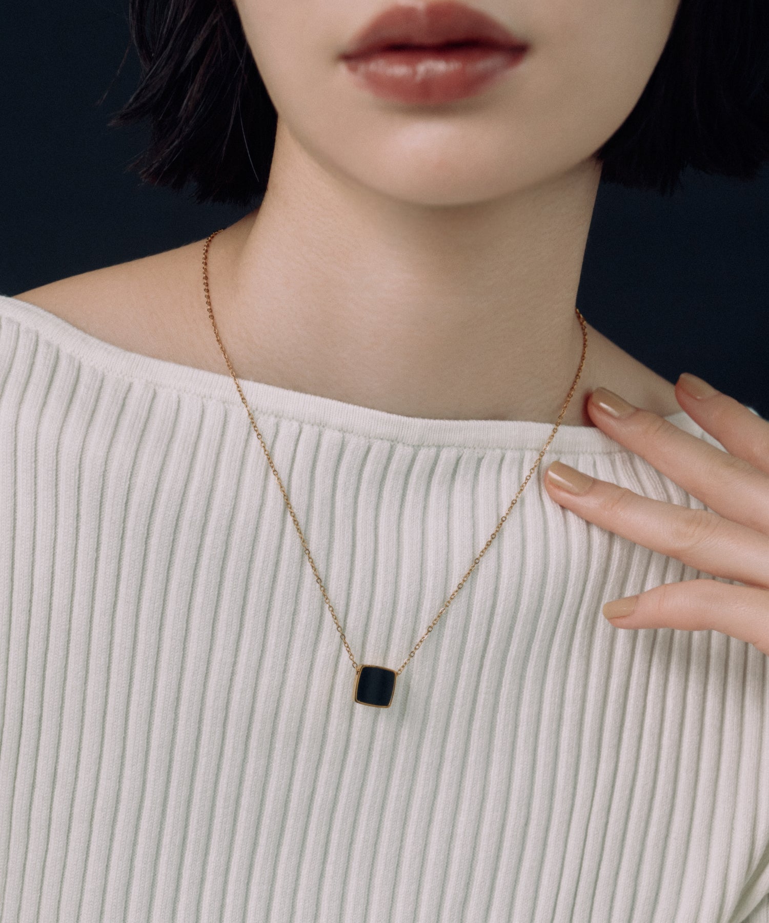 Onyx Pendant Necklace［Stainless］ | 大人の毎日使えるネックレス