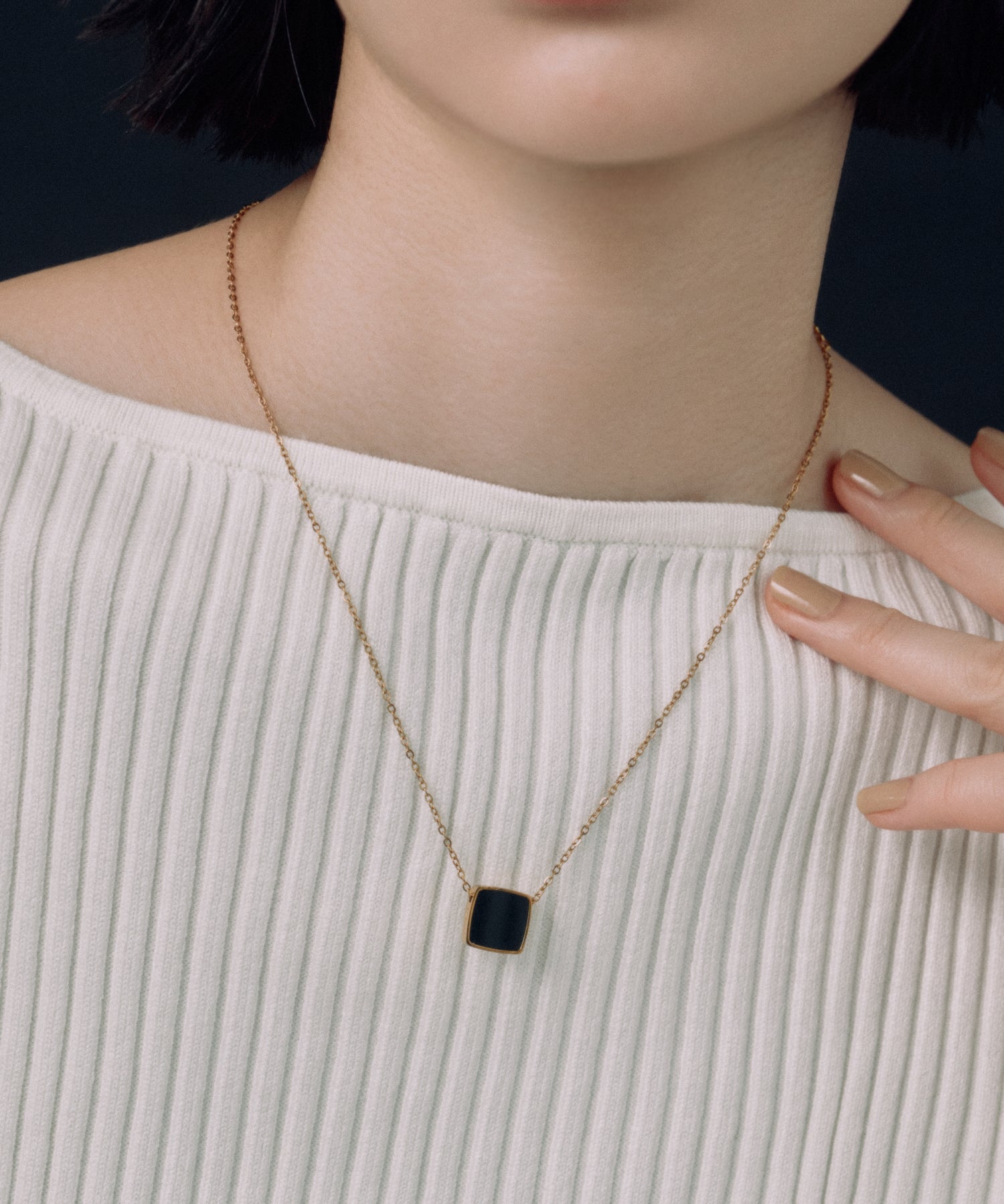 Onyx Pendant Necklace［Stainless］ | 大人の毎日使えるネックレス