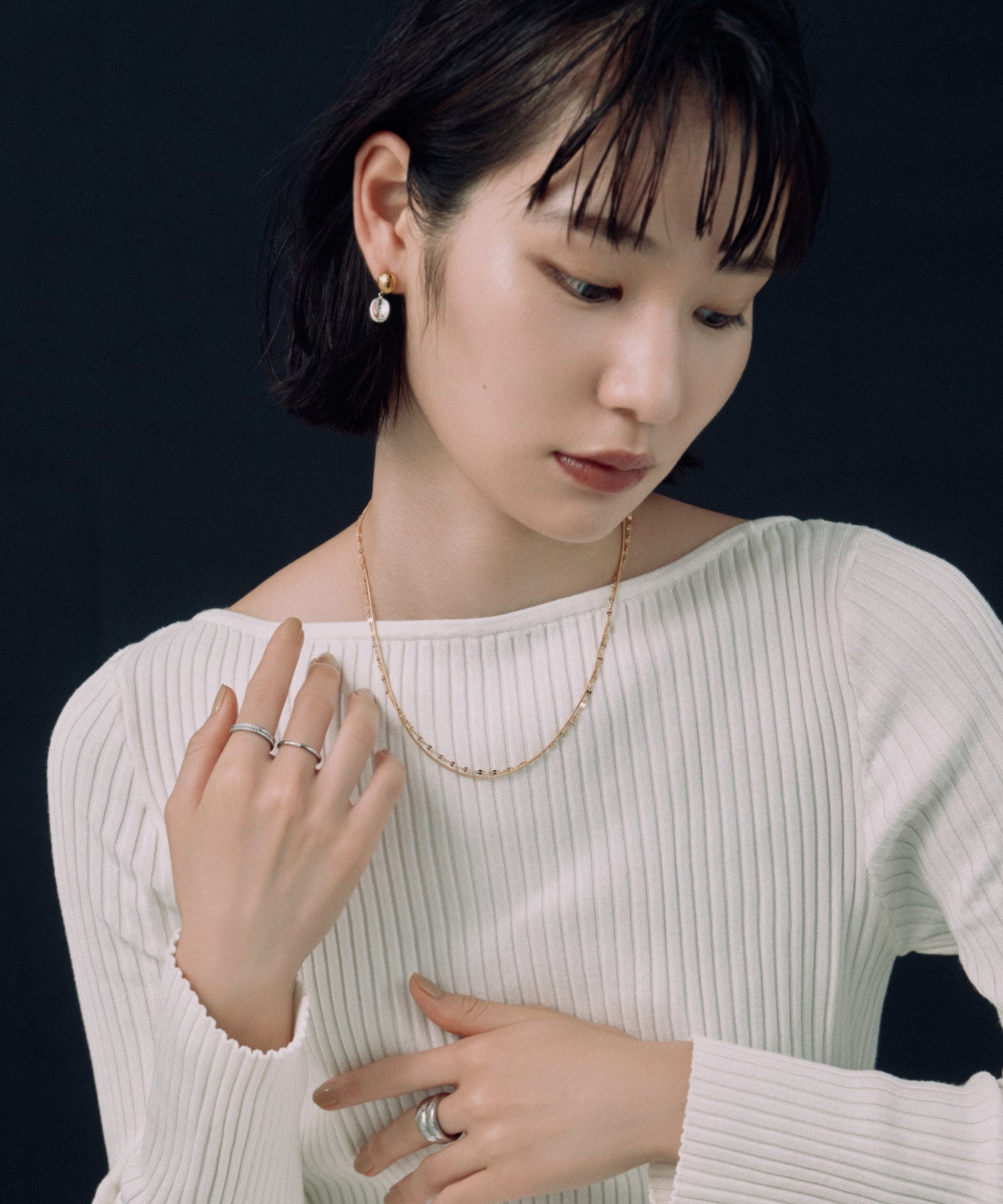 Petal & Round Chain Necklace［Stainless］ | 大人のネックレス通販