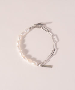 Baroque Pearl &amp; Chain Bracelet［Stainless］ 