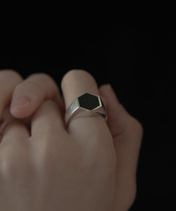 Hexagon Stone Motif Ring［Silver925］