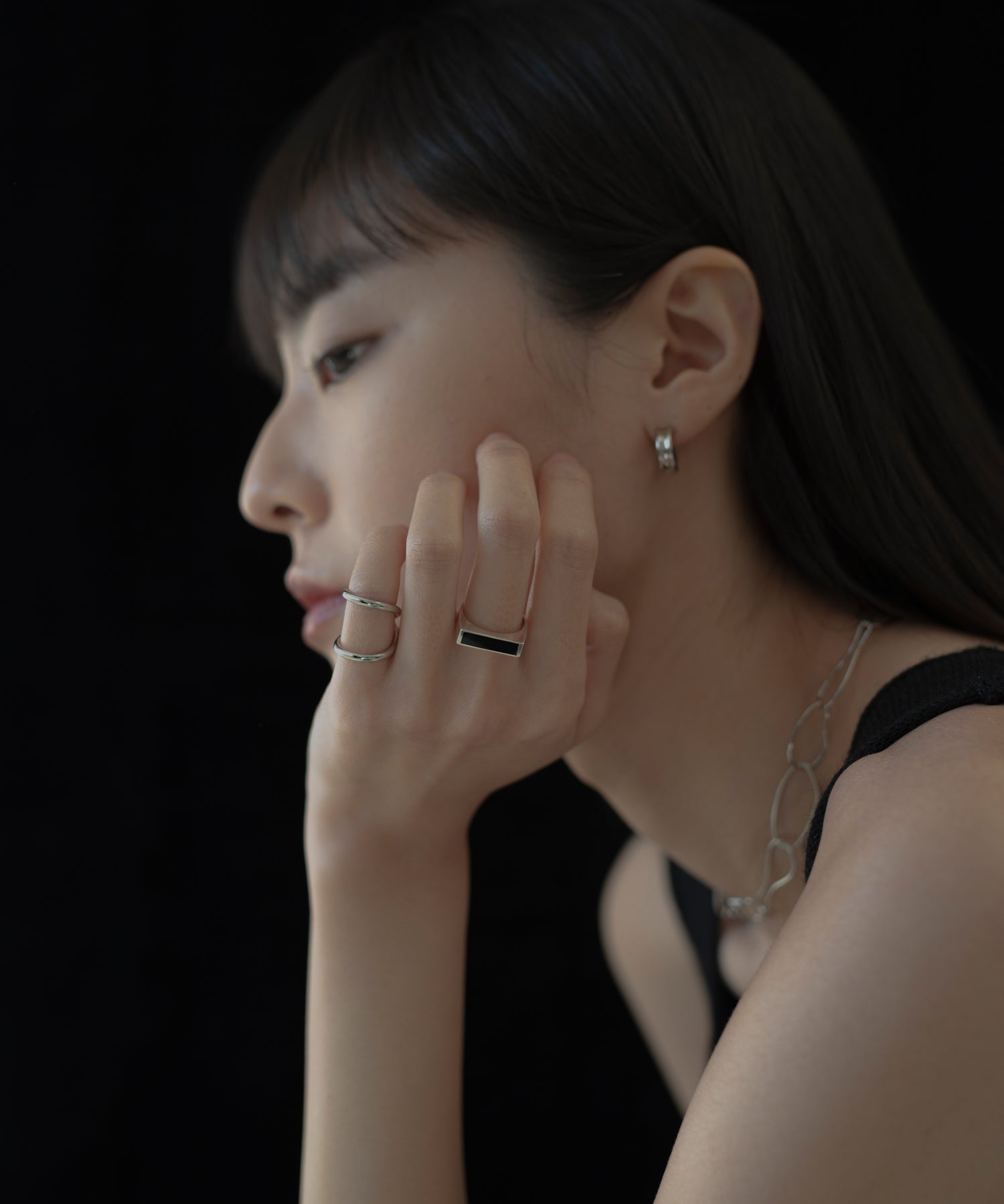 Rectangle Stone Motif Ring［Silver925］ | 大人の毎日使える